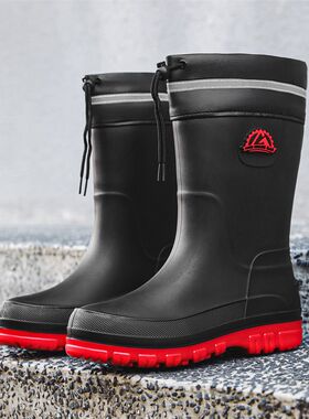 防水鞋男款雨鞋韩版时尚成人四季耐磨中筒水靴子塑胶防滑保暖短筒