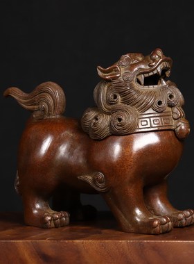纯铜望天吼兽熏香炉瑞兽铜香炉貔貅复X古工艺品摆件