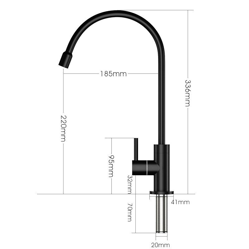 黑色304不锈钢净水器龙头三分管直饮水纯水机3分单出水龙头