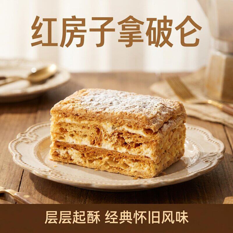 红房子拿破仑买一送三 法式多层起酥奶油夹心西点70g*4盒
