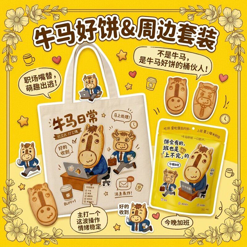 牛马饼干大礼包解馋休闲趣味充饥零食蛋卷口感解馋小零食送包包