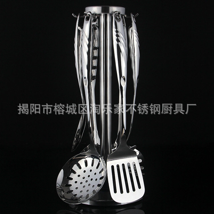 厂家直销不锈钢凤尾空心柄厨具套装五六七件套烹饪铲勺礼品赠品扒
