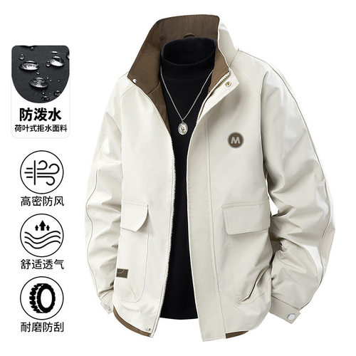 春秋季新款大码夹克男士立领休闲宽松工户外防水潮流百搭跨境外套
