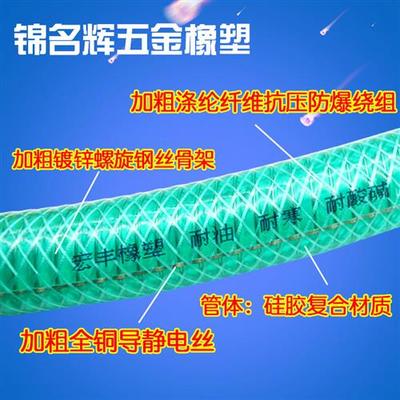 耐低温硅胶复合透明钢丝编织油管PVC增强软管绿色防冻耐酸碱胶管