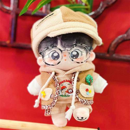 20cm娃衣空降豹豹棉花娃娃原创衣服配件眼镜帽子明星公仔套装现货