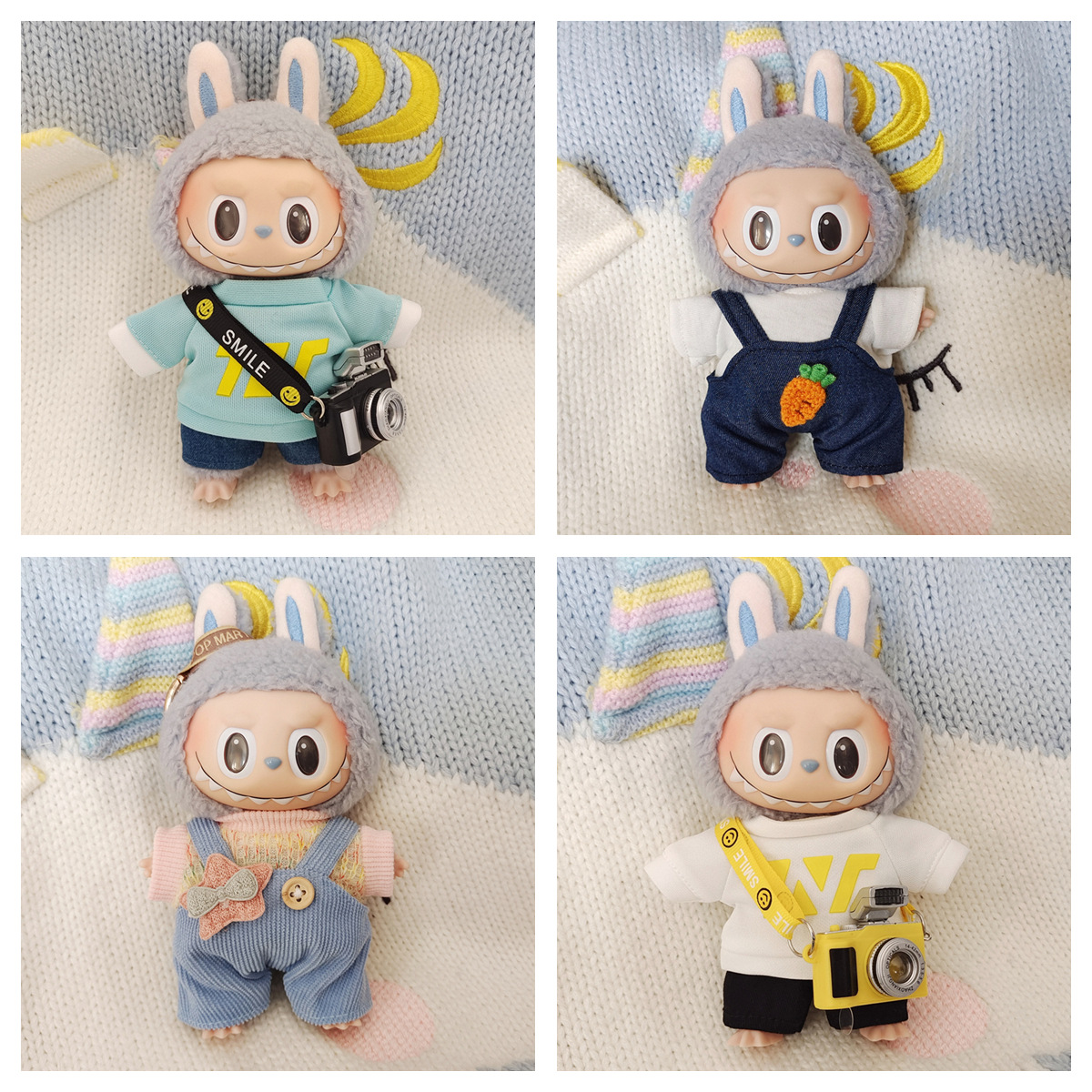 热销labubu拉布布搪胶娃娃衣服配件T恤帽子牛仔裤现货