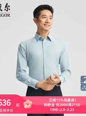 【商场同款】雅戈尔官方夏季新款商务男士浅蓝长袖衬衫YLTR110792