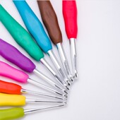 毛衣针 手工diy编织工具糖果色彩色 软柄勾针钩针工具 钩