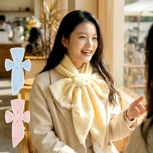 雪球diy手工编织糯叽叽蝴蝶结围巾材料包毛线针织围脖女秋冬保暖