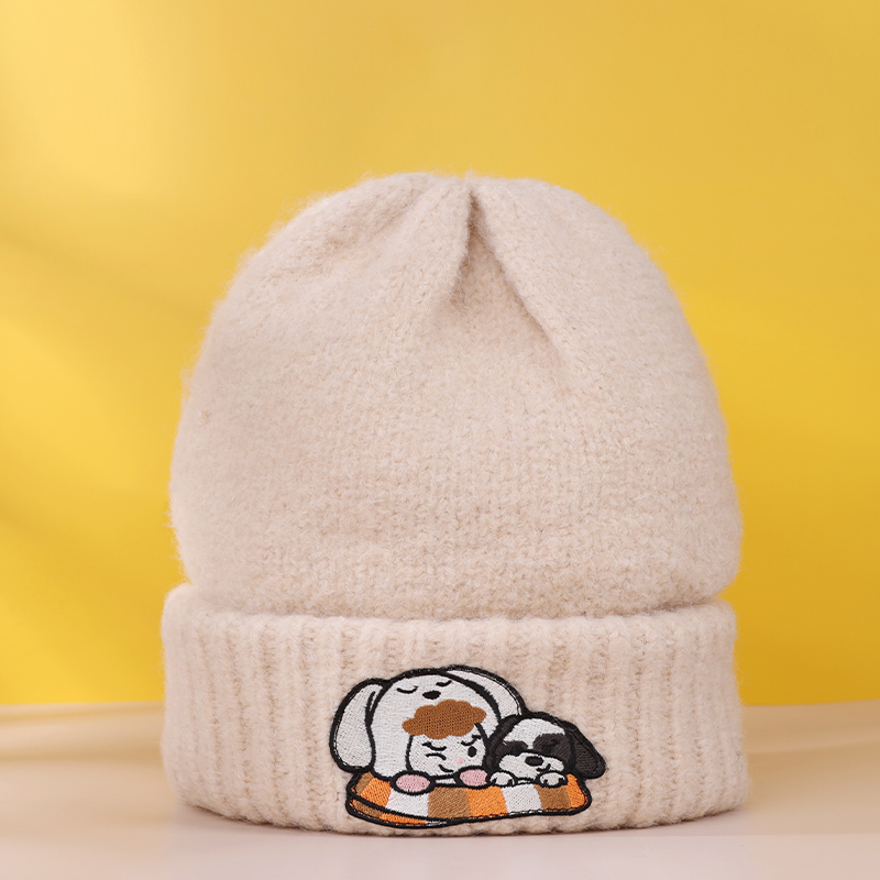 PROUDYBABY傲娇宝绣章针线冷帽时尚针织帽百搭毛线帽郁可唯同款