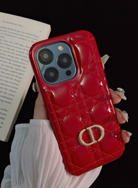 新款16pro潮牌CD标车线格纹光面17适用苹果15promax手机壳iPhone14女13pro胶皮12半包11硬防摔保护套欧美高级