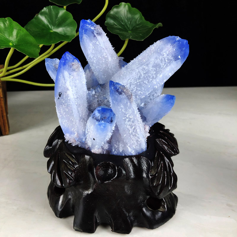 蓝水晶原石摆件开业乔迁生日送礼品物工艺品客厅办公室桌奇石摆件