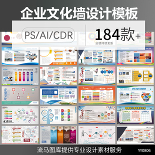 企业公司文化墙发展史背景墙宣传栏展示区设计模板PSD/AI/CDR素a