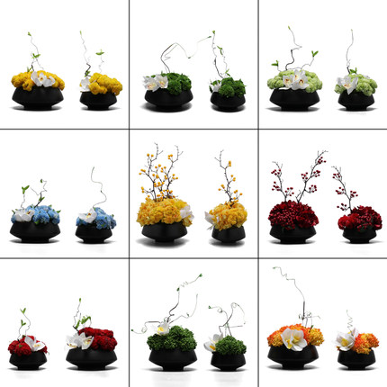 新中式绿植盆栽小摆件创意客厅插花现代轻奢仿真花假花盆景装饰品