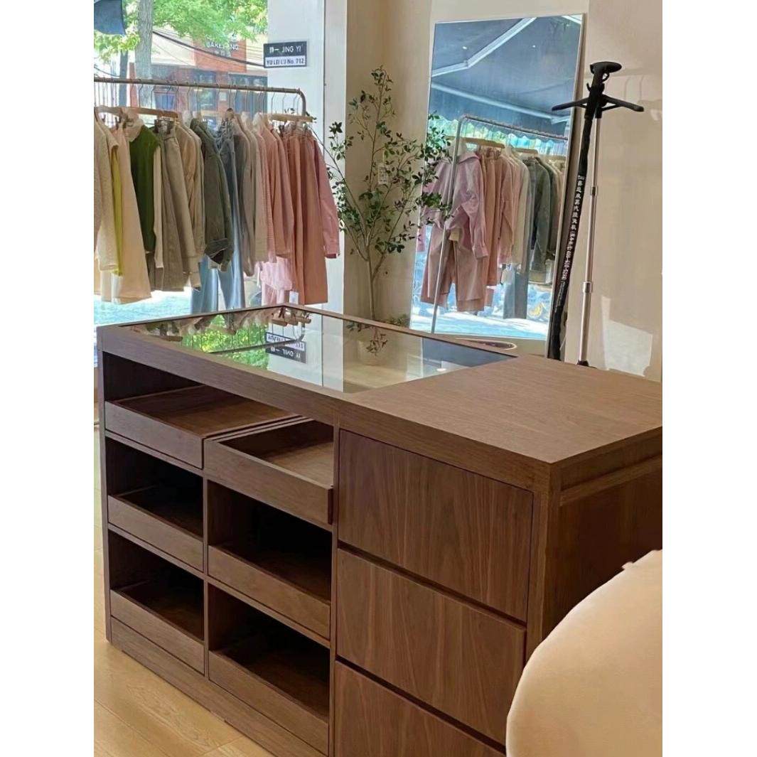 玻璃款中岛柜服装店收银台柜台直播鞋子包包流水台中间陈列柜吧台