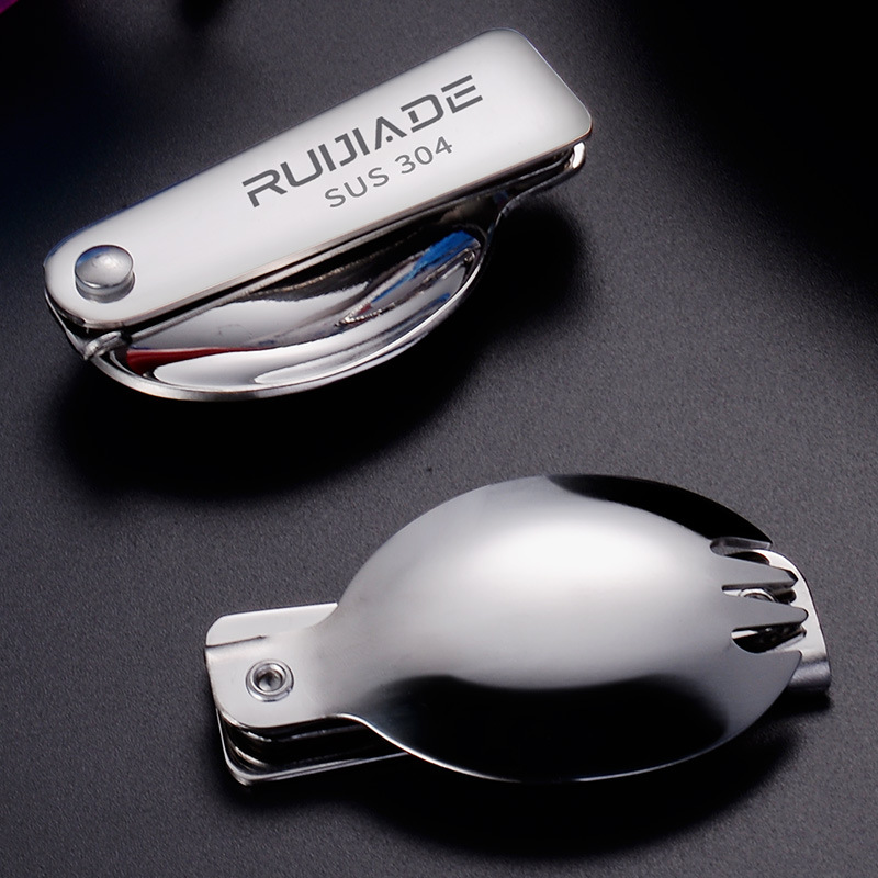 不锈钢折叠叉勺一体两用