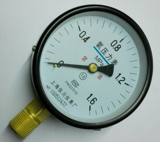 氧气专用压力表 氧气禁油专用压力表  yo-100 0～1.6mpa 100mm