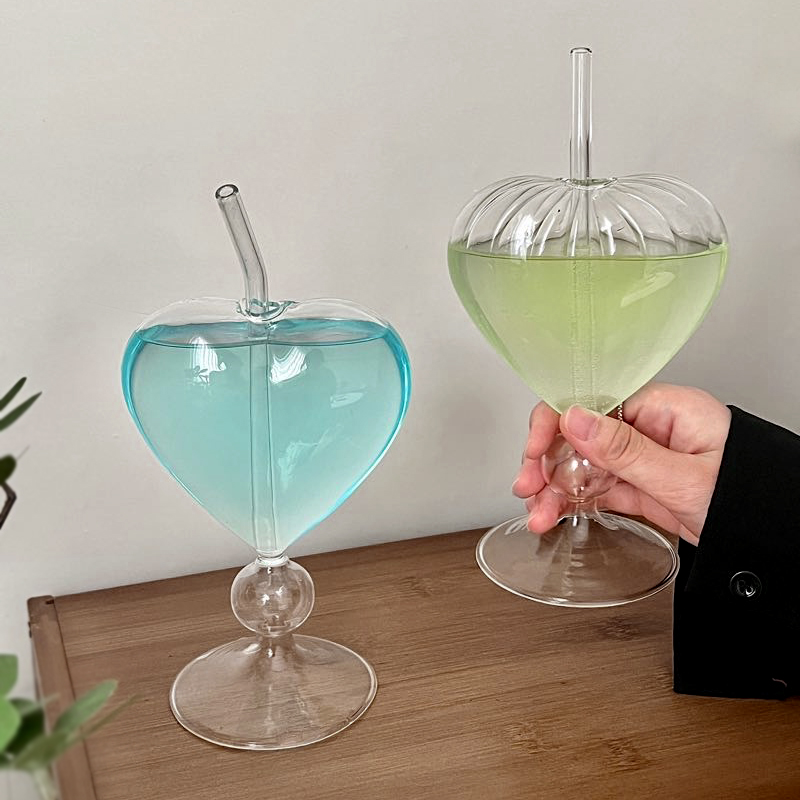 风高颜值爱心杯吸管玻璃