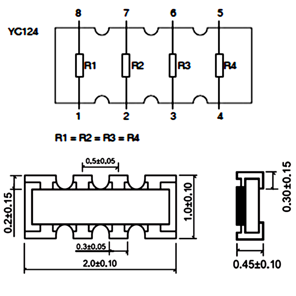 0402贴片排阻8P4R 0402x4 270K 330 360 390 470 560 680 820K 1M
