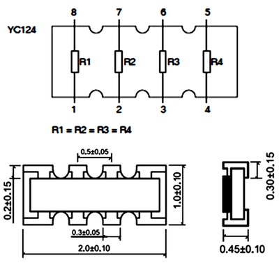 0402贴片排阻8P4R 0402x4 270K 330 360 390 470 560 680 820K 1M