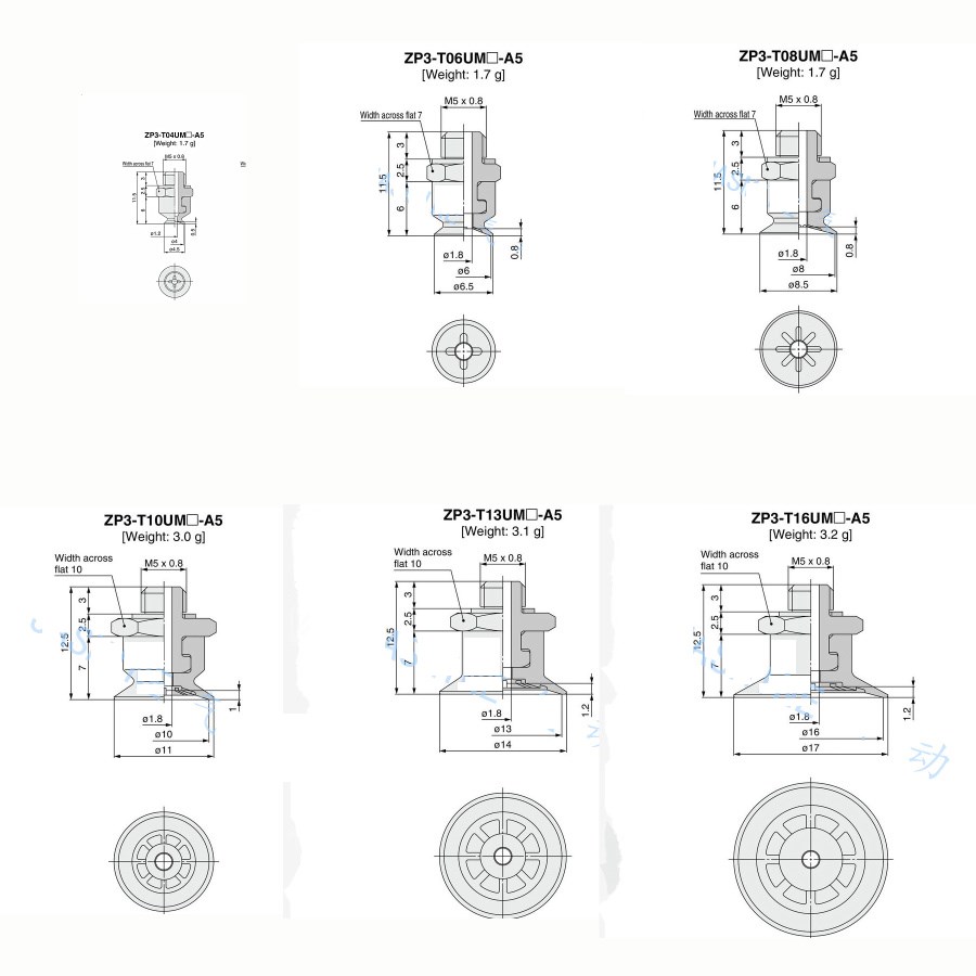 SMC真空吸盘平形带肋ZP3-T04/T06/T08/T10/T13/T16/UMN/UMS-A5