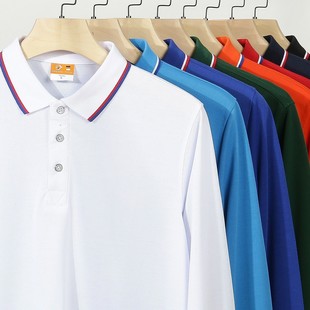 定制春秋长袖 印字logo 员工作服T恤团体文化活动服男女POLO衫 工装