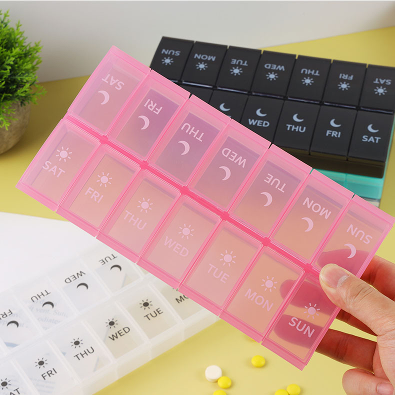 一周七天药盒便携式分装早晚大容量随身旅行药片药丸药品收纳盒