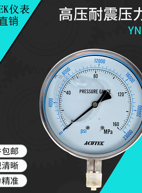 ACUTEK 不锈钢 耐震高压压力表  YN150  160MPA    M20*1.5