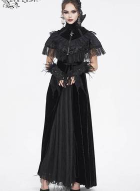 EVA LADY恶魔时尚女装哥特朋克暗黑黑色流苏披肩拉链开衫ECA014