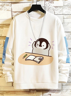 秋冬卫衣加绒学生灰企鹅ぺんちゃ可爱表情包长袖t恤日系动漫男女