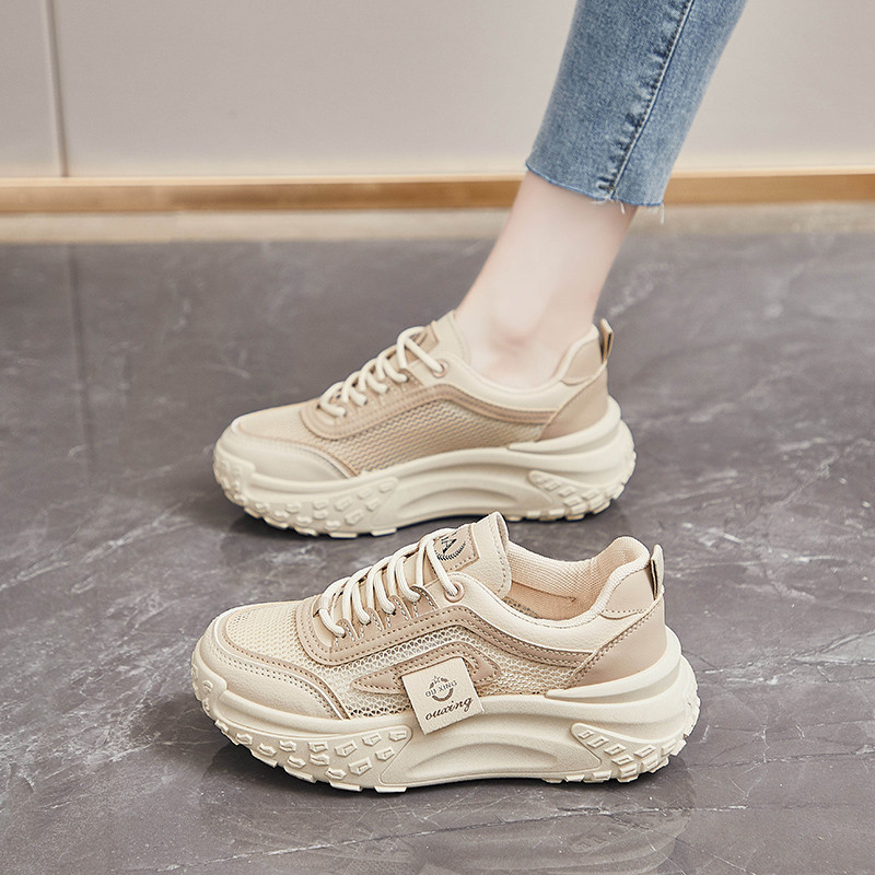 RED AND GREEN FLY POPULAR LITTLE WHITE SHOES WOMENS 2024 SUMMER NEW MESH BREATHABLE DADDY WOMENS SHOES ARE VERSATILE AND CASUAL SPORTS