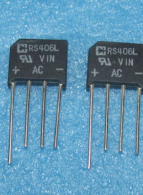 RS406L  整流桥 全桥 4A600V 扁桥 DIP4 桥堆粗铜脚全新原盒长脚