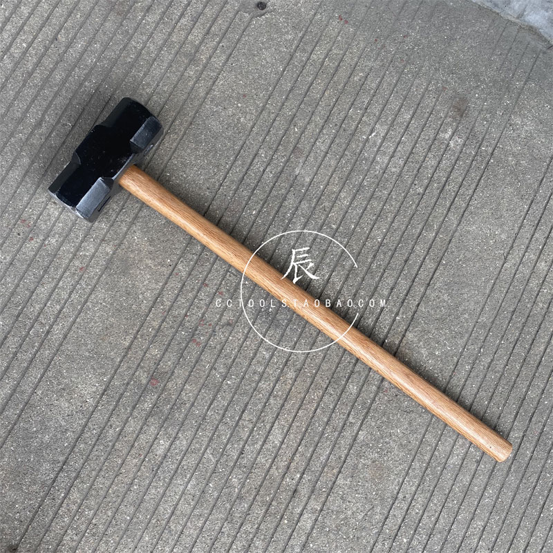 双斧锻打木柄八角锤子榔