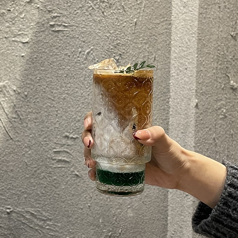 小众中古浮雕可叠玻璃杯