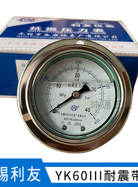 无锡利友YK60III抗震压力表充油精度2.5轴向带边1.6/10/40/60mpa