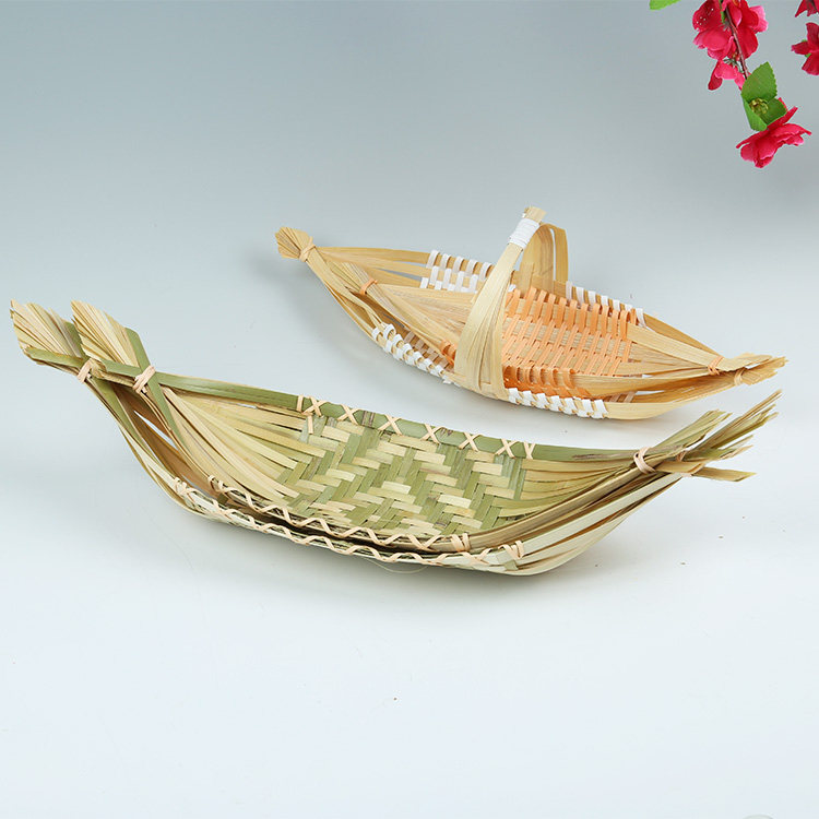 船型篮竹编织篮竹编小船竹编篮小吃点心篮装饰餐厅子厨房酒店专用