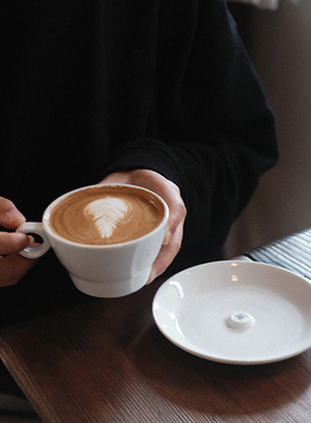 他山集.包邮日式WMF白色亮面咖啡杯碟 经典简约纯白下午茶陶瓷杯