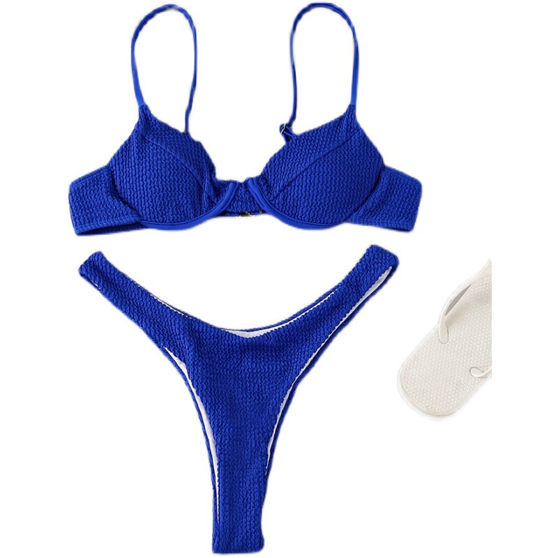 速卖通欧美外贸女分体泳衣性感钢托带胸垫三角比基尼bikini