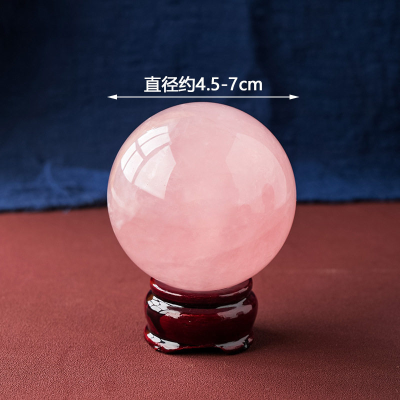 天然粉水晶球摆件芙蓉水晶原石打磨粉色水晶球家居桌面办公摆件