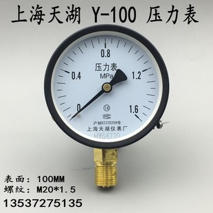 2.5mpa真空表 1.6 0.1 100水压气压表0 上海天湖压力表Y 0.6