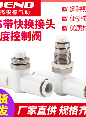 管道节流阀气管快速接头AS1001F/2001F/3001F隔板安装式调速阀