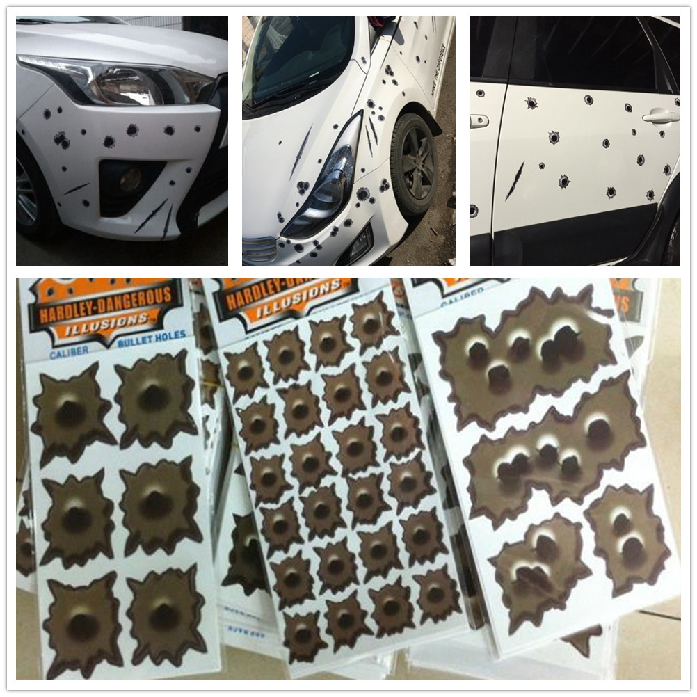 汽车贴花划痕遮挡拉花个性弹痕贴画车身子弹孔贴车贴纸3d立体贴