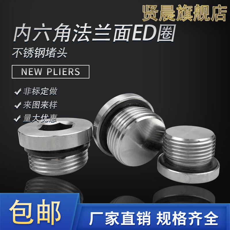 不锈钢内六角法兰面堵头