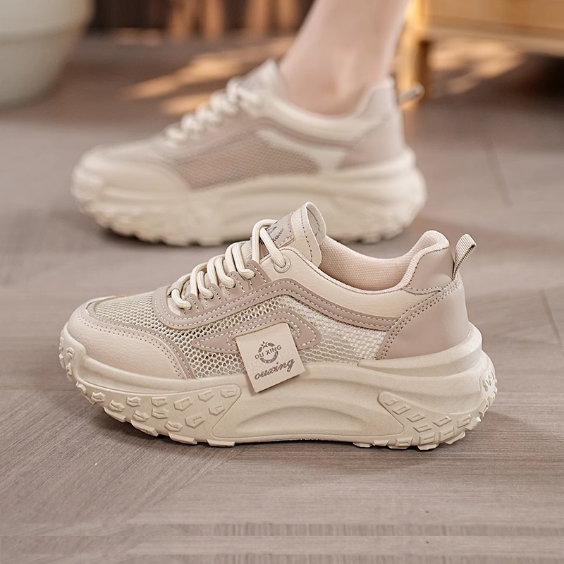 RED AND GREEN FLY POPULAR LITTLE WHITE SHOES WOMENS 2024 SUMMER NEW MESH BREATHABLE DADDY WOMENS SHOES ARE VERSATILE AND CASUAL SPORTS