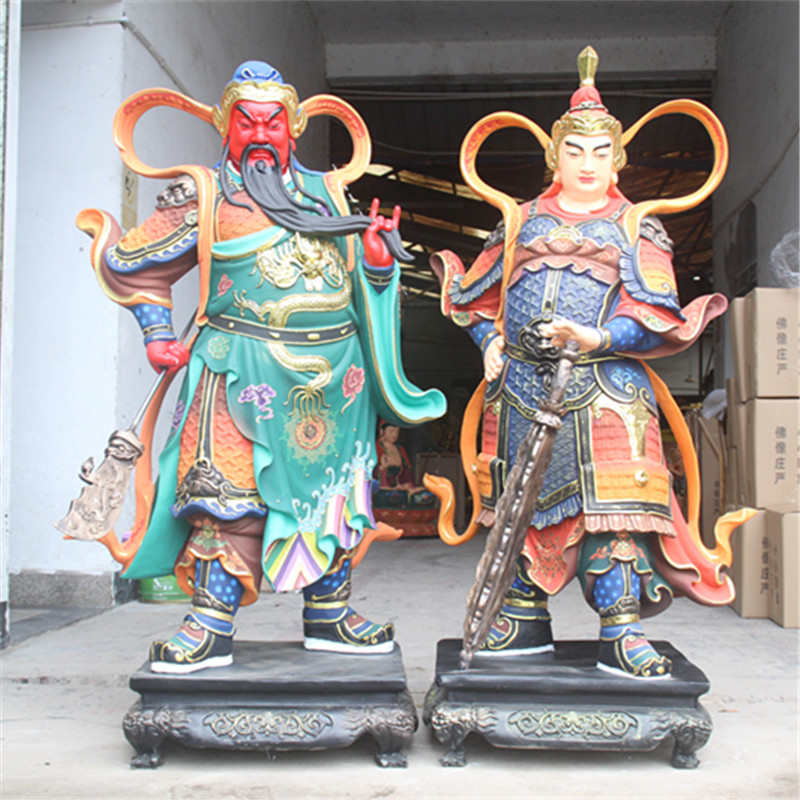 树脂佛像玻璃钢1米6韦驮菩萨关公护法寺庙关公韦驮古彩珈蓝护法