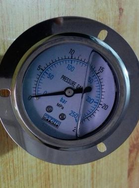 轴向前带边压力表 耐震充油型 直径63mm 压力25mpa 250bar stcif