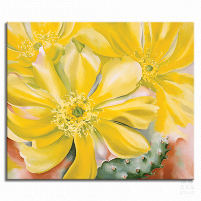 黄色仙人掌花 Georgia O'Keeffe 欧姬芙 艺术装饰画 客厅玄关酒吧