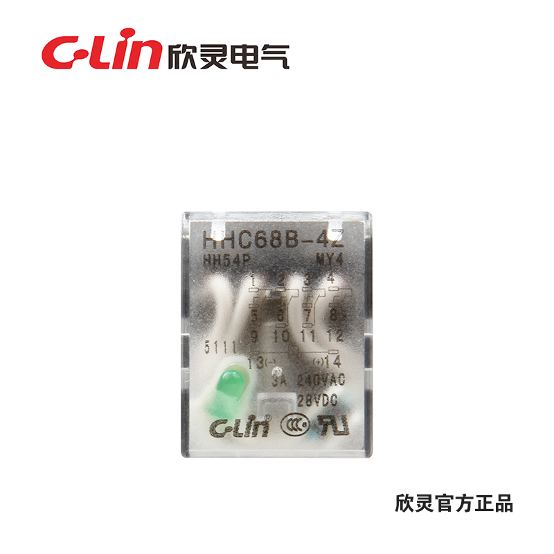 C-Lin欣灵牌HHC68B-4Z小型JQX电磁HH52PL带灯MY3N-J八脚LY2继电器