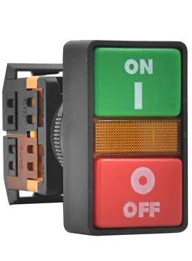 全新日字启动停止开关PPBB-30N自复位不带锁双键带灯30厘按钮开关