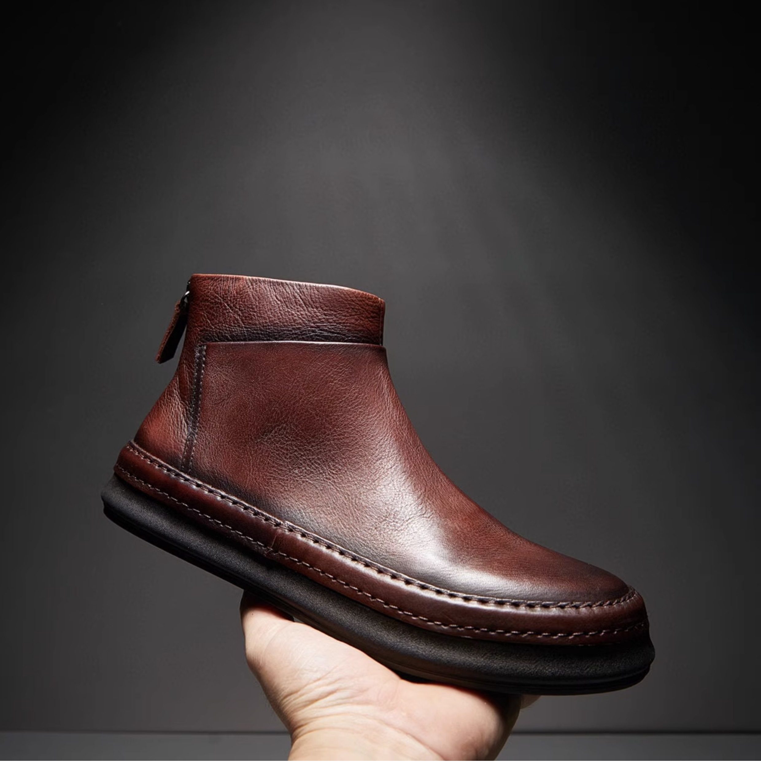 韩国专柜 欧洲站真皮潮靴2023秋冬短靴复古时尚马丁靴英伦风男鞋